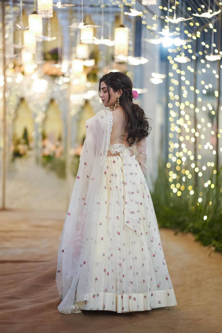 Cream Lotus Lehenga