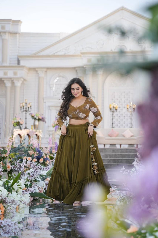 Olive Green Lehenga