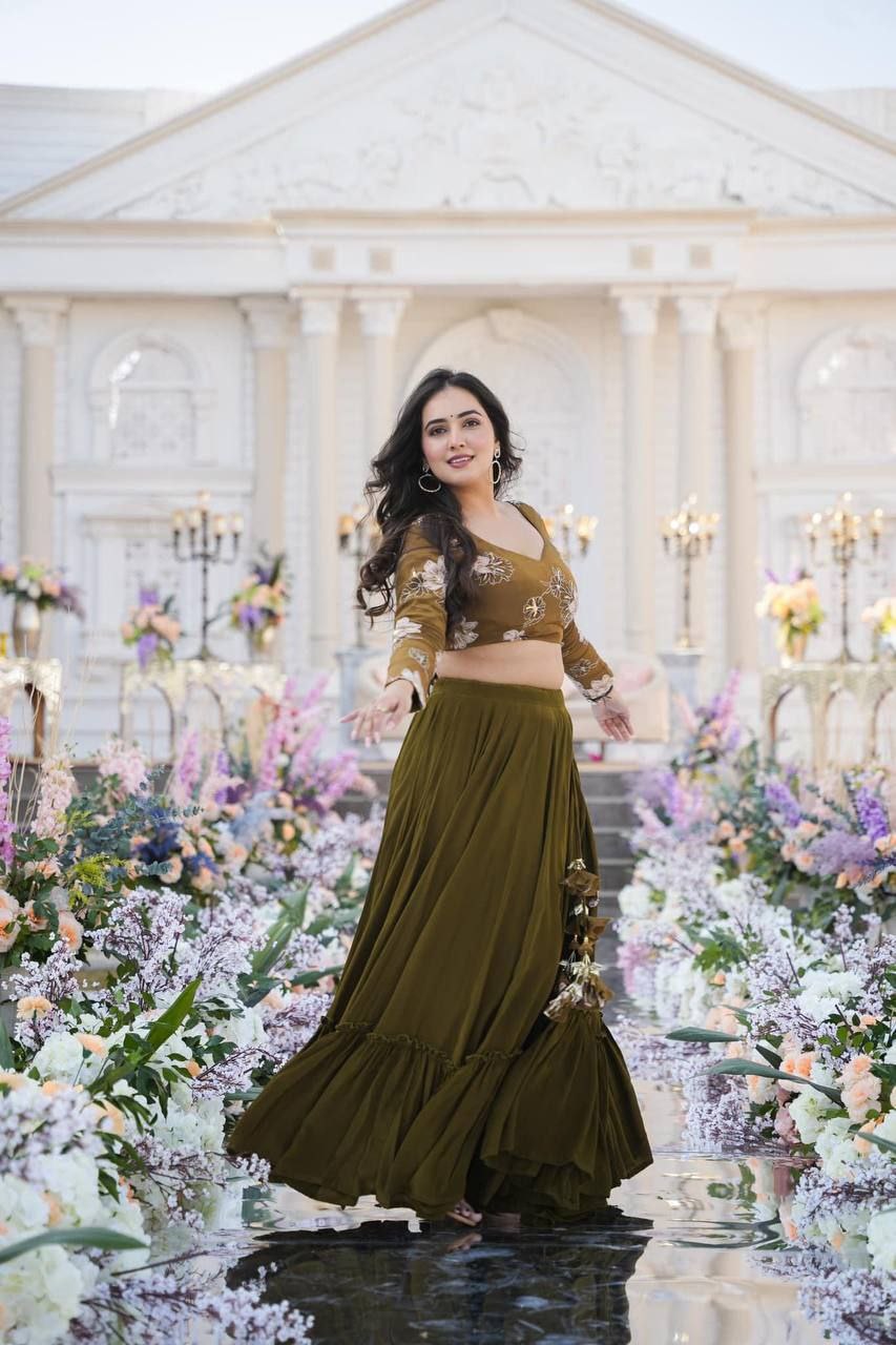 Olive Green Lehenga