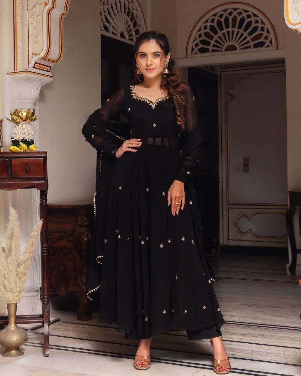 Black Handwork Anarkali