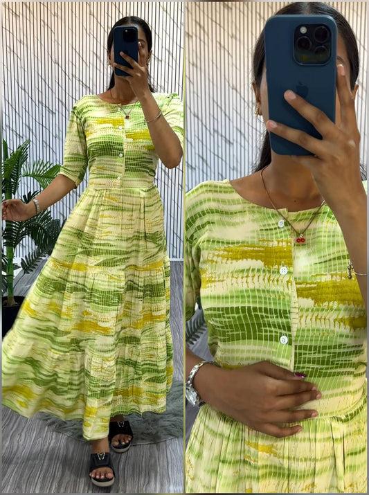 GREEN SHIBORI MAXI - Vedhika Fashion