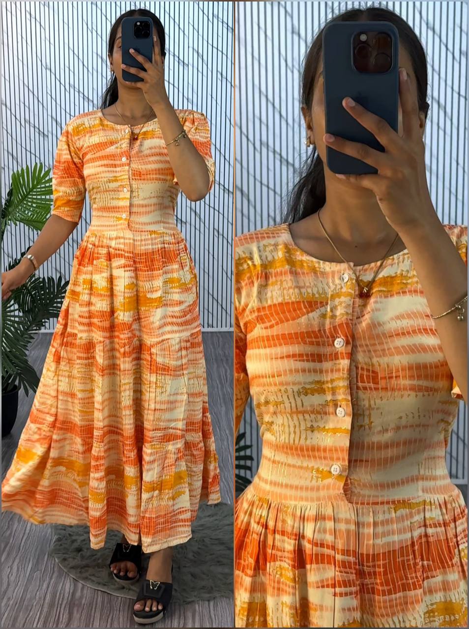 ORANGE SHIBORI MAXI - Vedhika Fashion