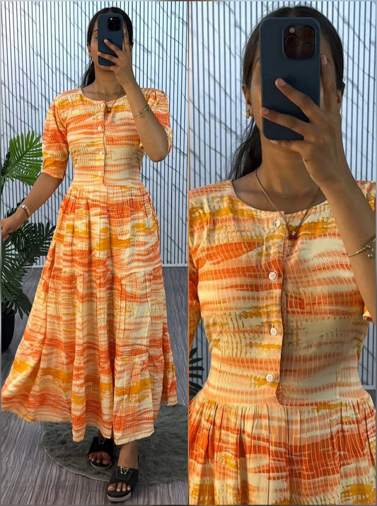 ORANGE SHIBORI MAXI - Vedhika Fashion
