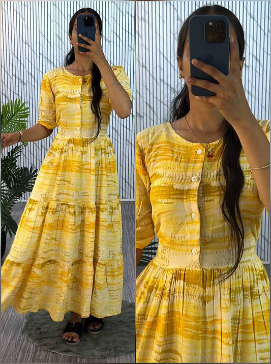 YELLOW SHIBORI MAXI - Vedhika Fashion