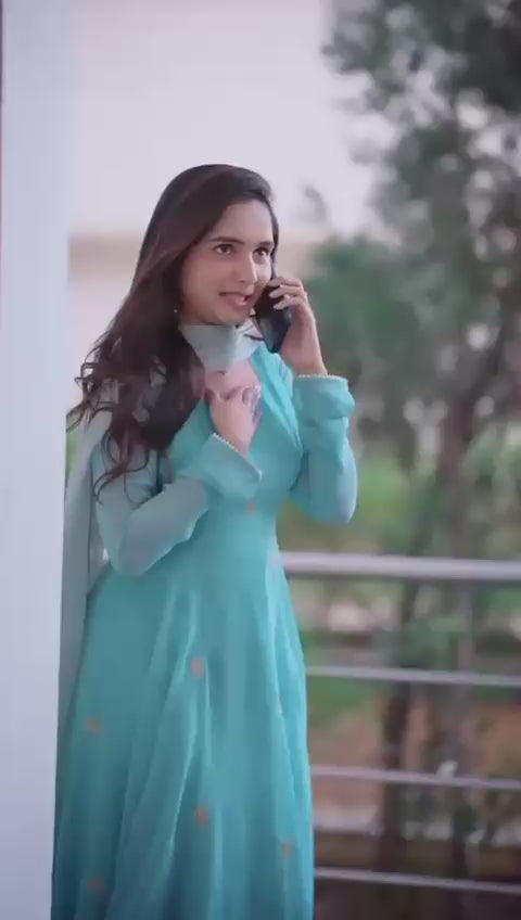 AQUA FLORA ANARKALI SUIT